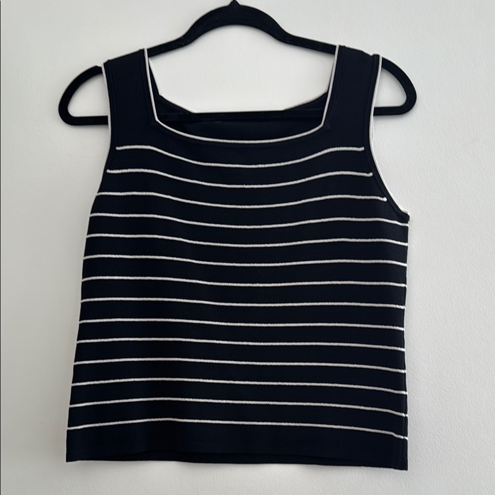 Black and White Boxy Sleeveless Tank Top
